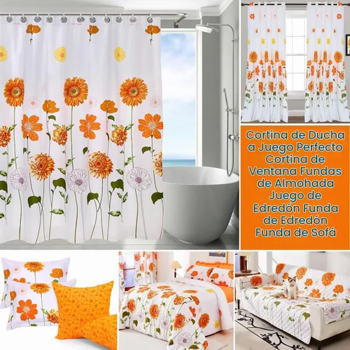 Vista 6 de EVENHUG Juego de Colcha de Algodón 100% Tamaño Twin Naranja Girasol Juego de Ropa de Cama Floral Colcha Ligera Reversible Cubrecama con 1 Funda