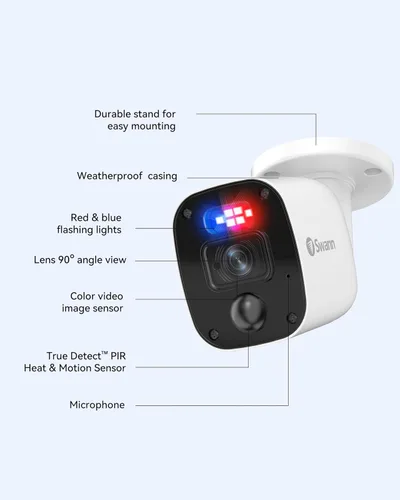 Vista 3 de Swann Cámara Bullet 1080p (complemento) - Cámara de seguridad con cable de alta resolución con visión nocturna y tecnología de sensor