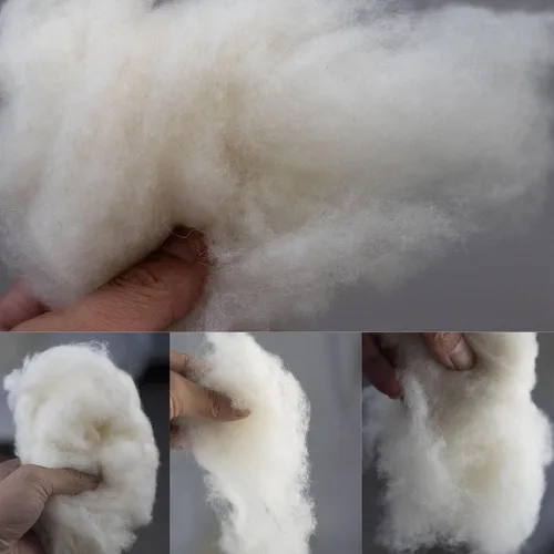 Vista 2 de Relleno de lana natural para animales de peluche, relleno de bateo de lana 100% orgánica para almohadas, cojines, fieltro, costura, ultra suave e