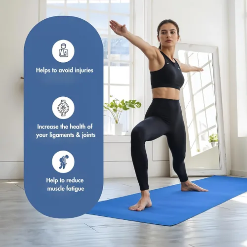 Vista 5 de Tapete de yoga grueso para ejercicio y pilates, tapete de yoga antideslizante con correa, tapete de gimnasio extra ancho para el hogar, tapete
