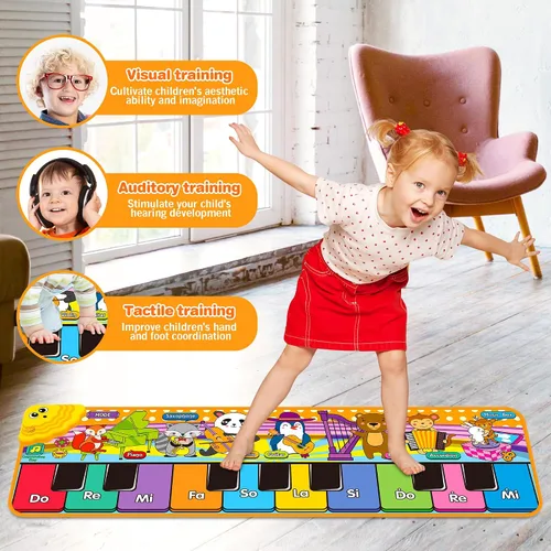 Vista 7 de Alfombrillas de Piano Musical para Niños con 25 Sonidos Musicales, Juguetes Musicales Alfombra de Teclado de Piano para Bebés Manta de Animales