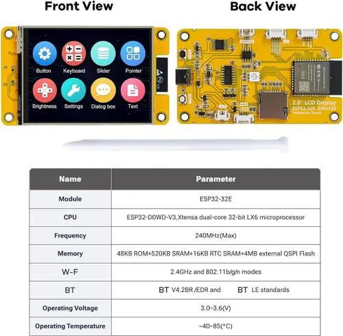 Vista 2 de Hosyond 2.8 ''ESP32 pantalla táctil resistiva con WiFi+BT, controlador ILI9341 240x320 TFT LCD módulo de pantalla para Arduino