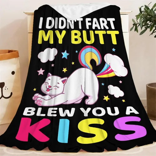 Vista 4 de Divertida manta de gato de regalo para niñas y niños, manta de franela suave de 40 x 50 pulgadas, regalo divertido para adolescentes, mujeres