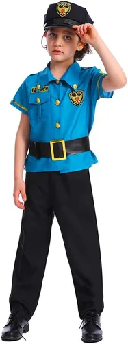 Vista 7 de Dsplay Disfraz de oficial de policía para niños, trajes de policía de Halloween