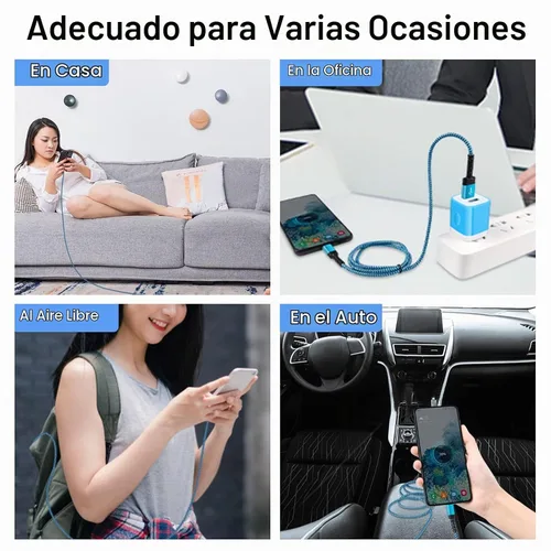 Vista 6 de Cable USB C de carga rápida, paquete de 2 cables tipo C de 3 pies, cable trenzado de teléfono Android para Samsung Galaxy A32 A15 5G A17 A16 A56 A35