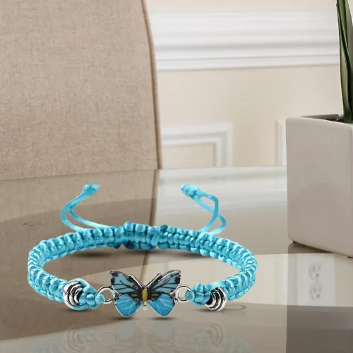 Vista 3 de Pulsera de mariposa para mujeres, adolescentes y niñas, delicada y bonita, pulsera trenzada de mariposa, ajustable, regalo para mejores amigas