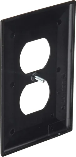 Vista 3 de Leviton Placa de pared de nailon Midway de 1 gang, 1 dúplex, tamaño Midway, 1 paquete, PJ8-E, negro