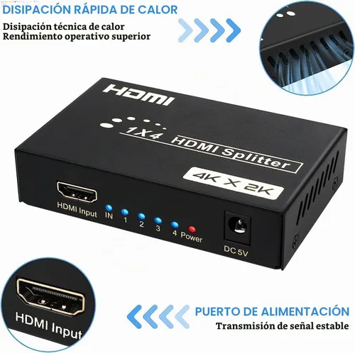 Vista 5 de Divisor HDMI 1 en 4 salidas, 4Kx2K @30Hz