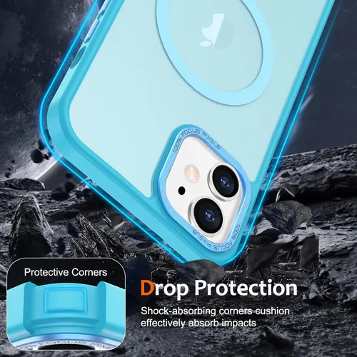 Vista 869 de Anuck - Funda magnética para iPhone 11 compatible con MagSafe, carcasa trasera mate translúcida dura, borde de TPU, delgada, resistente a impactos
