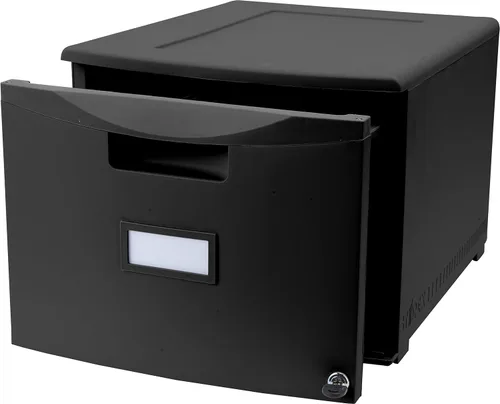 Vista 5 de Storex gabinete de un solo cajón de mini archivo con cerradura, 18.25 x 14.75 x 12.75 in, color negro, (61265B01C), Negro Total 1