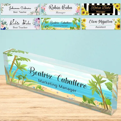 Vista 34 de Placa de nombre de escritorio personalizada de bloque de acrílico personalizado para oficina, placa de escritorio personalizada, decoración