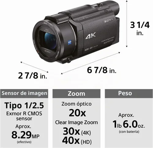 Vista 5 de Sony FDRAX53/B 4K HD videocámara grabadora (negra)