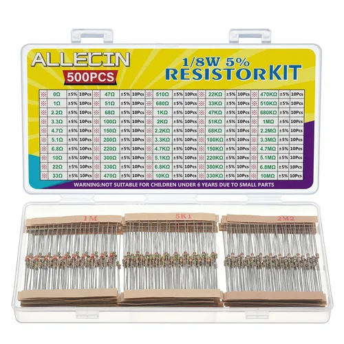 Vista 11 de Kit de resistencias de película de carbono de 5 W de 1 ohmio a 1M Ohm 25 valores Surtido de resistencias de 5 vatios y 5%
