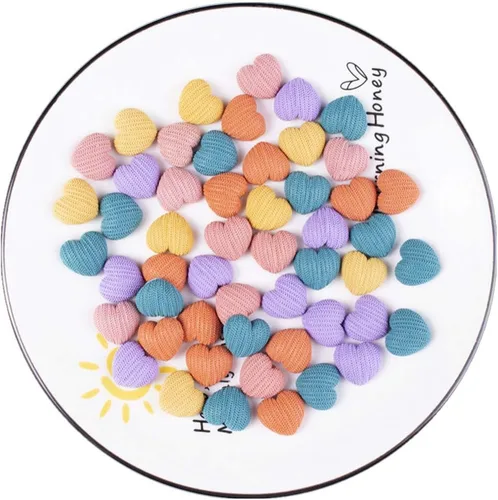 Vista 2 de 100 dijes de plástico con forma de corazón pequeño, estrella, flor, lazo, forma redonda, cuadrada, cuentas de plástico, adornos de cabujones