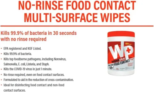 Vista 8 de WIPESPLUS Toallitas de limpieza multiusos para contacto con alimentos, sin enjuague, sin residuos, fórmula de secado rápido, toallitas