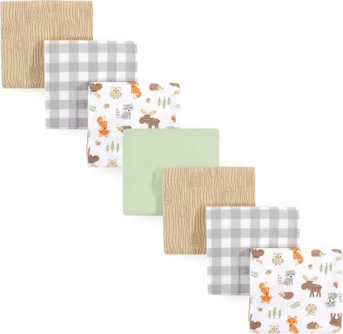 Vista 130 de Hudson Baby Unisex Baby Cotton Flannel Receiving Blankets Bundle, Neutral Woodland Pals, One Size (Pack of 2)
