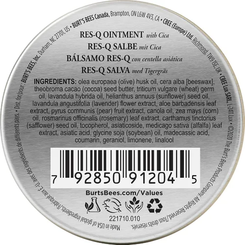 Vista 2 de Burt's Bees Ungüento multiusos Res-Q 100% Natural Origin con Cica, 0.53 oz, 0.53 oz (paquete de 1)