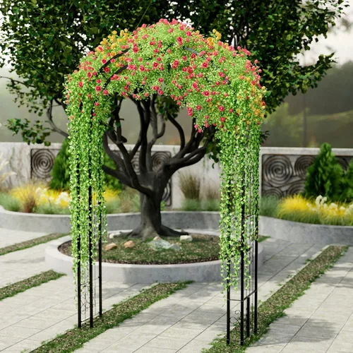 Vista 7 de Arbuxzuy Arco de Jardín de Acero de 102 pulgadas Pérgola Enrejado para Plantas Trepadoras Exterior, Patio, Arco de Jardín Ancho Resistente Duradero