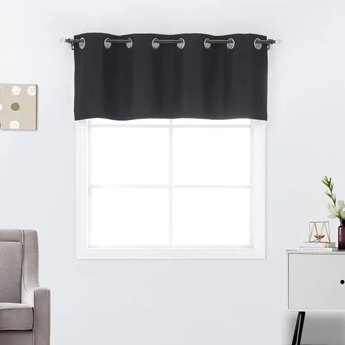 Vista 19 de Rooney Cortinas cortas negras para ventana, cortinas opacas con aislamiento con ojales, para cocina, sótano, oficina, 2 piezas, 30 x 36 pulgadas por