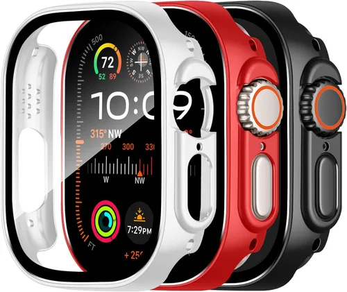 Vista 21 de Charlam - Funda de policarbonato duro compatible con Apple Watch de 38 mm, series 1, 2, 3, protector de pantalla integrado, ultradelgada, cobertura