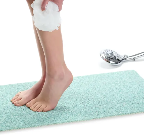 Vista 99 de Enkosi Alfombra de ducha antideslizante Loofah para suelos de ducha, bañera, baños, zonas húmedas, alfombrilla de baño acolchada con agujeros