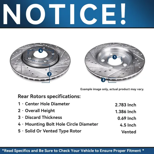 Vista 402 de Detroit Axle - Rotores de freno delantero para 04-13 Mazda 3 Rotores de frenos de disco 06-15 Mazda 5 Reemplazo: Rotor regular delantero de 11.81