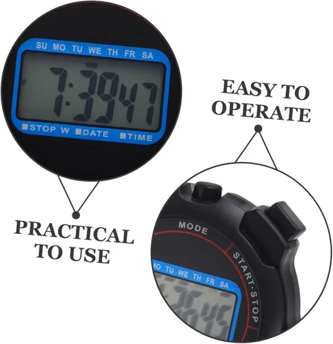 Vista 3 de GALPADA Cronómetro digital con pantalla grande, funcionamiento silencioso, temporizador portátil de mano para natación, entrenamiento, correr