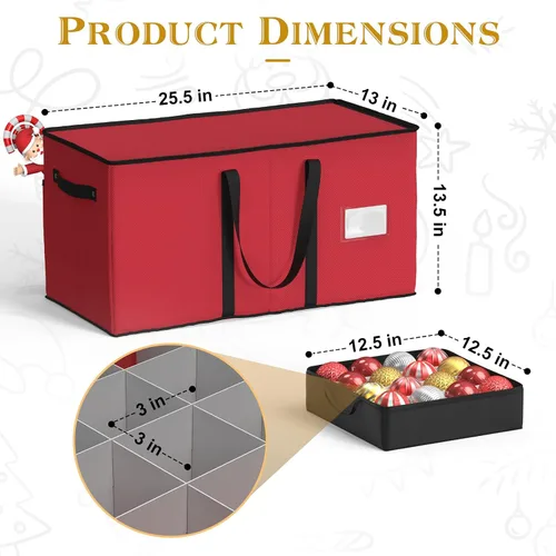 Vista 4 de Caja de almacenamiento de adornos navideños con 8 bandejas, almacena hasta 128 adornos navideños, contenedor de almacenamiento de Navidad
