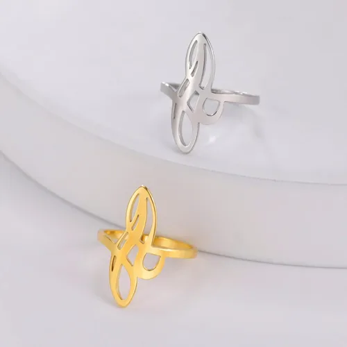 Vista 5 de Anillo de nudo de bruja, anillo de nudo celta de acero inoxidable con diseño geométrico de bruja, anillo de dedo Wiccano, anillo de boda, anillo