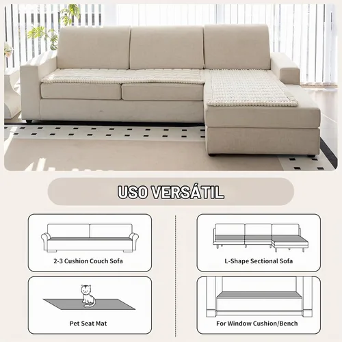 Vista 4 de Funda para sofá, fundas de sofá para perros, lavables, antideslizantes, a rayas, para sofá seccional, protector de muebles para forma de L