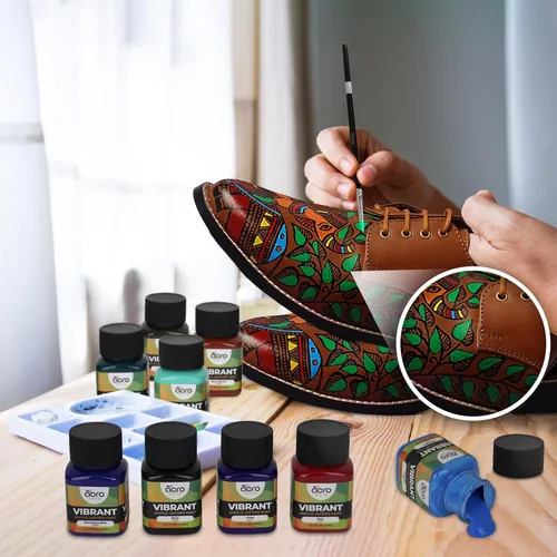 Vista 4 de Pintura acrílica para cuero para zapatos, kit de pintura de cuero de 18 colores con 5 pinceles de pintura (desmaquillante y acabado no incluidos)