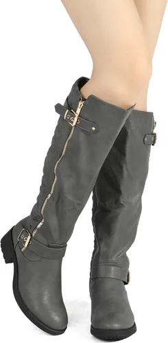 Vista 5 de DREAM PAIRS Women's Wide Calf Knee High Boots, Low Stacked Heel Riding Boots
