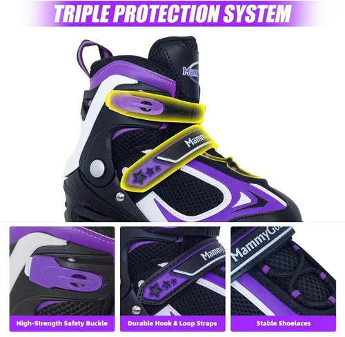 Vista 29 de MammyGol Patines en línea ajustables para niños y niñas, patines con ruedas iluminadas de 4 a 16 años