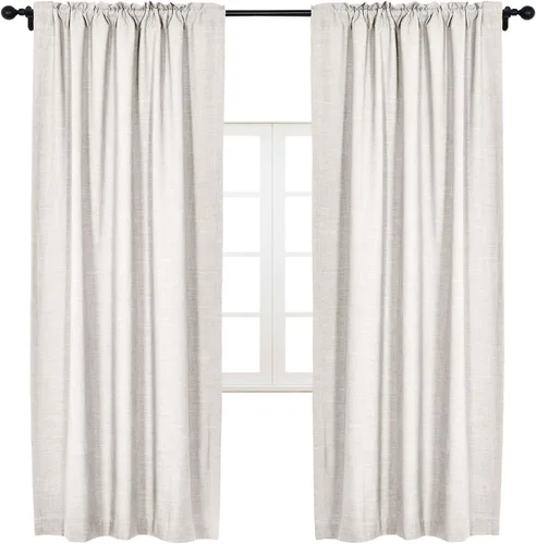 Vista 7 de coloelaf - Cortinas opacas para dormitorio, cortinas de lino blanco con aislamiento térmico para ventana, para sala de estar, cocina, casa de campo