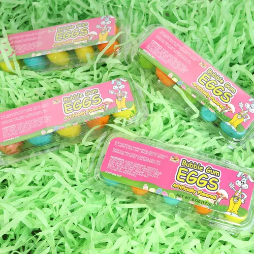 Vista 5 de Needzo Caramelos en forma de huevo de goma de mascar, rellenos de cesta de Pascua, 2.4 onzas, (paquete de 2)