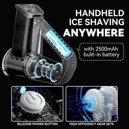 Vista 5 de Handheld Cordless Electric Snow Cone and Shaved Ice Machine, Ice Shaver