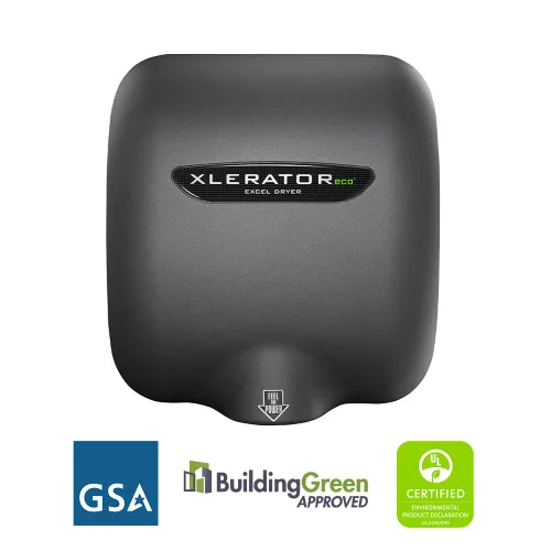 Vista 3 de XLERATOReco XL-GR-ECO 1.1N Secador de manos comercial de alta velocidad, secadora Excel, cubierta texturizada de grafito, sensor automático, montaje