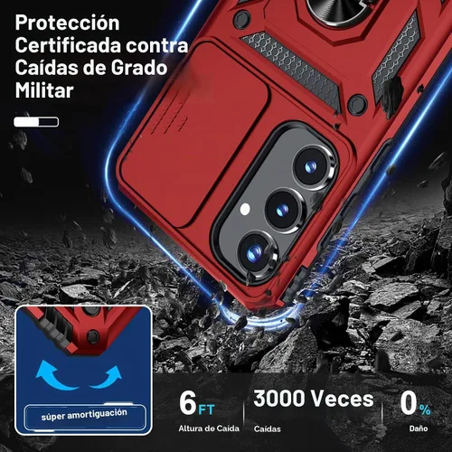 Vista 5 de Janmitta Funda compatible con Samsung Galaxy A35 5G, funda integrada para lente de cámara deslizante + protector de pantalla + soporte de anillo