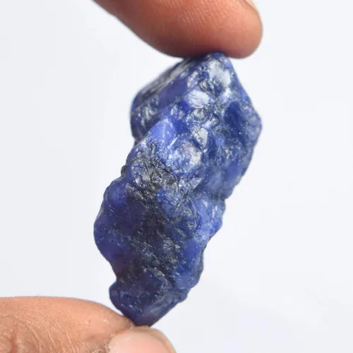 Vista 3 de Zafiro azul en bruto genuino, 66.00 Ct, cristal curativo de zafiro natural en bruto, gema suelta para joyería, Gema, azul
