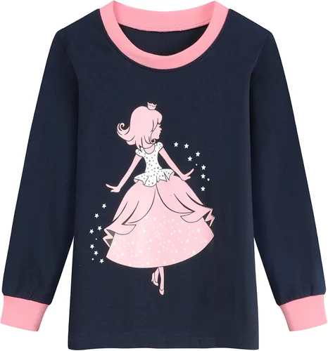 Vista 8 de DDSOL Conjunto de pijamas de manga larga para niñas pequeñas, pijamas de algodón para bebés, cálidas