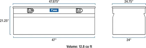 Vista 2 de UWS EC20241 Caja de almacenamiento de aluminio de pared pesada de 48 pulgadas, tapa RigidCore