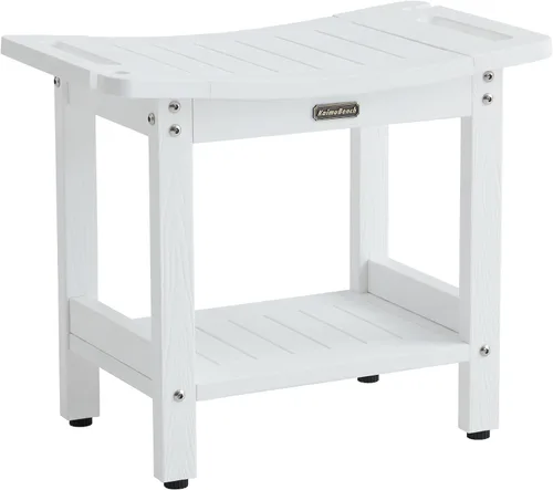 Vista 11 de Banco de ducha para afeitarse las piernas, taburete de ducha impermeable para ducha interior con asas y soporte para cabezal de ducha, silla de Negro