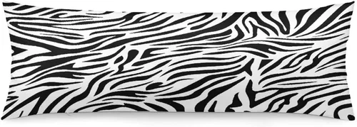 Vista 13 de Funda de almohada corporal con estampado de cebra, respaldo largo, funda protectora de almohada con rayas de cebra en blanco y negro, funda