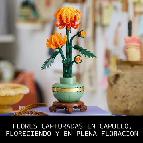 Vista 3 de LEGO Botanicals - Juego de construcción de crisantemo para adultos a partir de 18 años - Flor artificial para centros de mesa de comedor