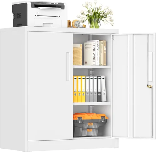 Vista 19 de INTERGREAT Gabinete de almacenamiento de metal con puertas con cerradura, gabinetes de almacenamiento de acero con cerradura con 2 puertas y Negro