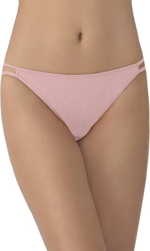 Vista 128 de Vanity Fair Bragas de bikini con tira para mujer, Illumination, con elástico sedoso y ribete de satén Paquete de 3 Negro (Midnight Black)
