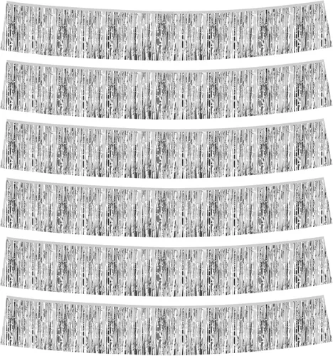 Vista 9 de Entisn Paquete de 3 guirnaldas de flecos de papel de aluminio negro, 30 pies, pancarta metálica de flecos de techo de 30 pies, guirnalda brillante