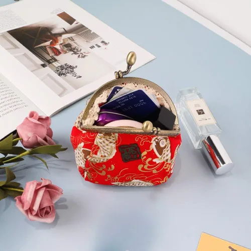 Vista 2 de iSuperb Monedero tipo monedero con cierre de cierre, estilo retro, mini bolsa de gran capacidad, bolso de mano para niñas y mujeres