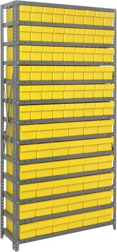 Vista 219 de Quantum QSBU-245BK Heavy Duty Shelving Unit with (7) Shelves and (24) QUS245 Black Bins for Garage Warehouse Storage Distribution 400 lb Load
