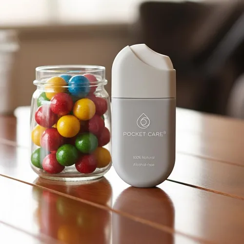 Vista 3 de POCKET CARE Desinfectante hidratante de manos sin alcohol, spray perfumado de goma de mascar 100% natural, limpiador de manos suave diario
